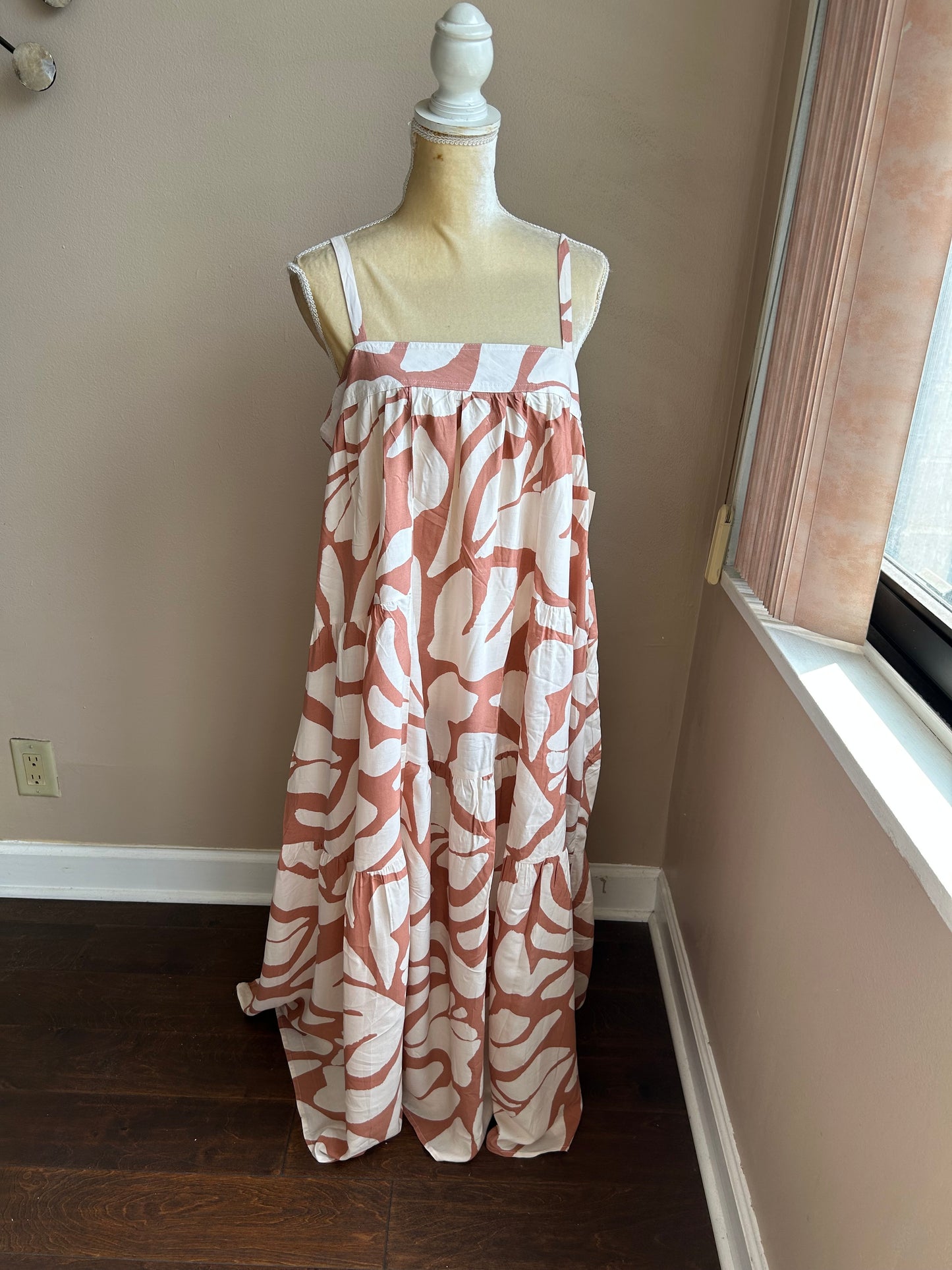 Abel the Label Anthropologie Maxi Dress NWT Strappy Boho Beige Cream