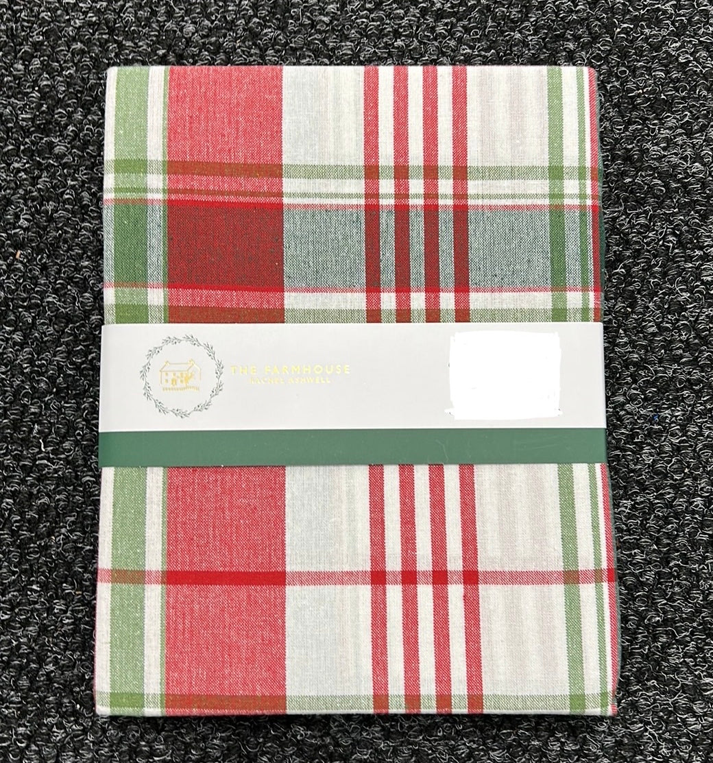 Farmhouse Rachel Ashwell Christmas Red Green Tablecloth Plaid