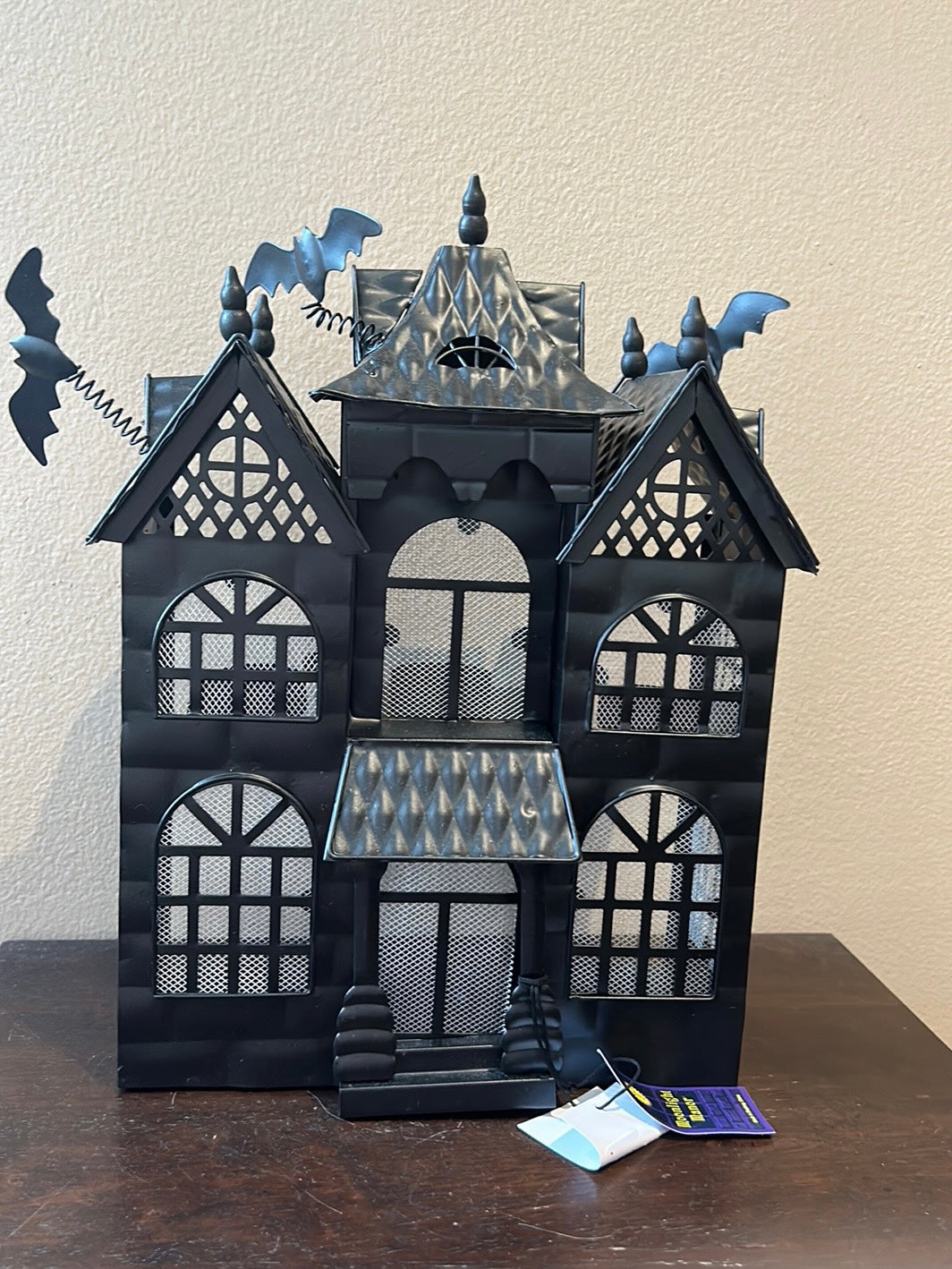 Moonlight Manor Metal Haunted House Castle Tea Light Candle Halloween Decor New