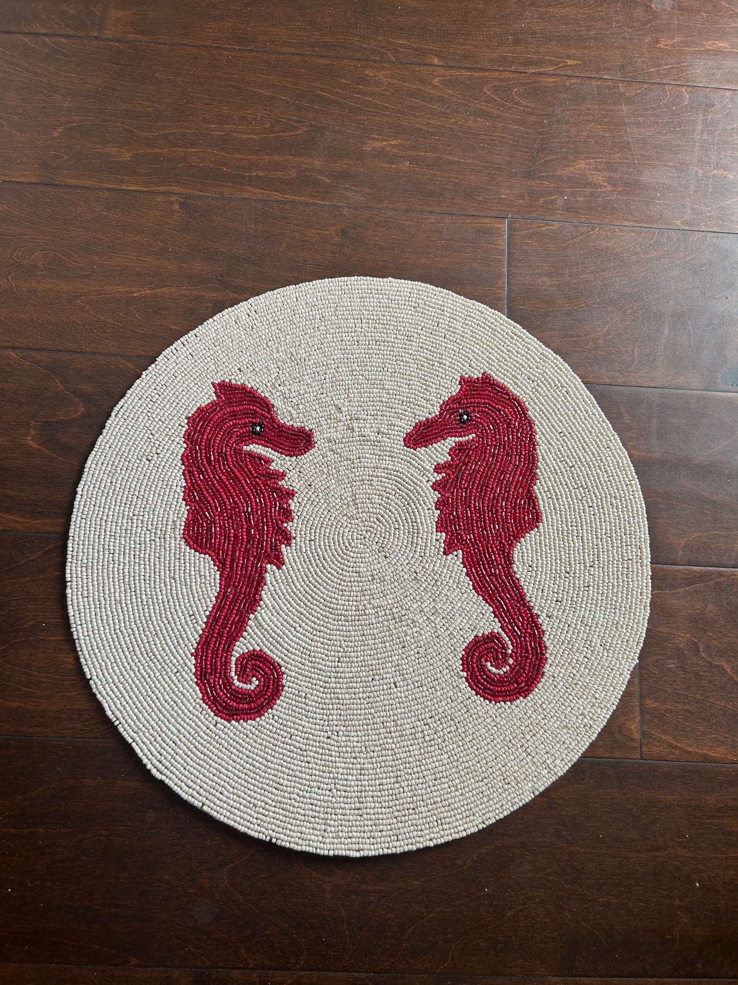 New Seahorse Beaded Placemats Chargers Set Of 2 New Nautical