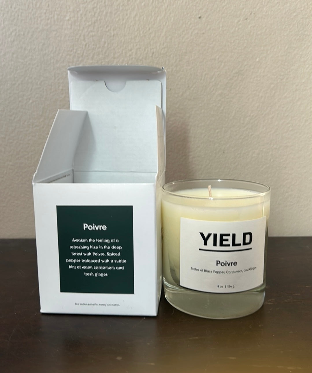 Yield Scented Candle “Poivre” 8 Oz New Soy Wax Made In USA