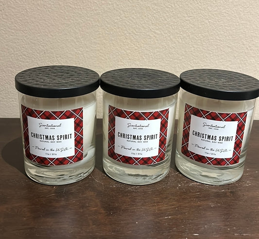 3 Scentsational Christmas Spirit Candle Glass Jar 11 Oz New Red Plaid Design