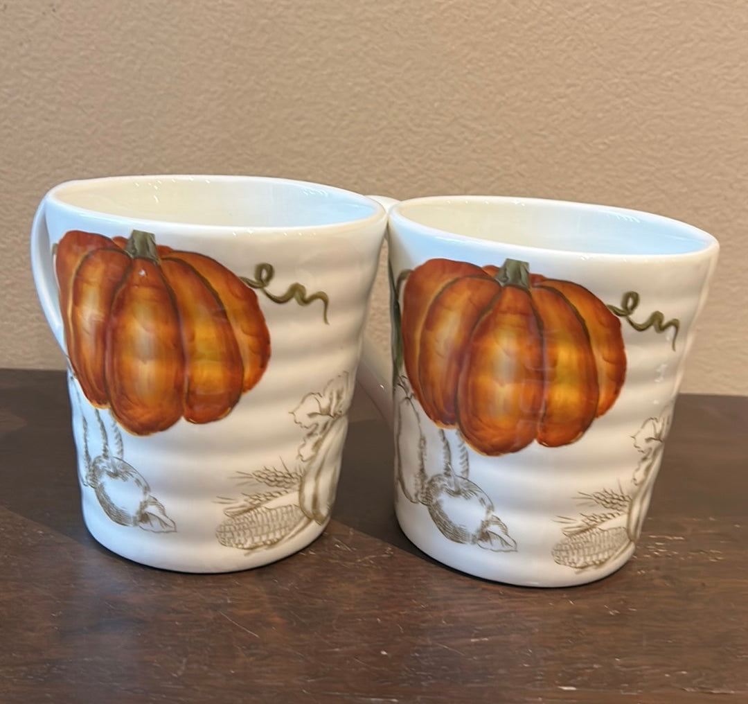 Maxcera Coffee Mugs Set Of 2 Cups New Pumpkins Fall Thanksgiving