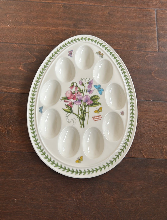 Portmeirion Botanic Garden New Egg Platter Easter Spring Ceramic Floral 12”