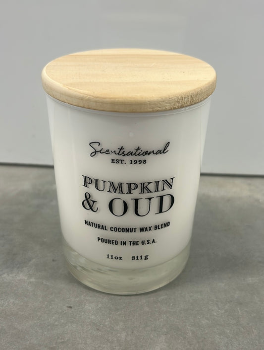 Scentsational Pumpkin & Oud  Candle Glass Jar 11 Oz Coconut Wax
