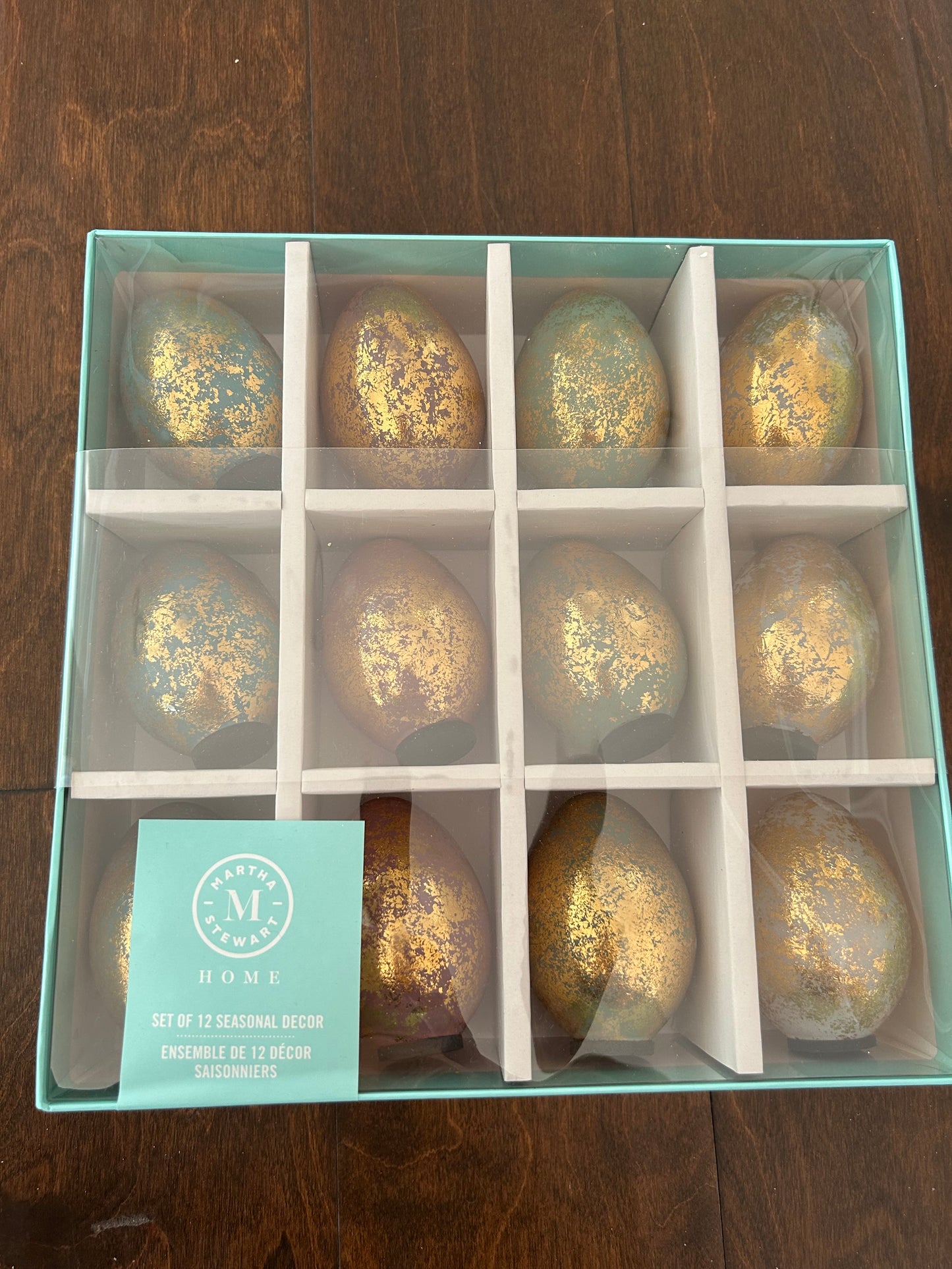 Martha Stewart Pack Of 12 Eggs Gold Glitter New