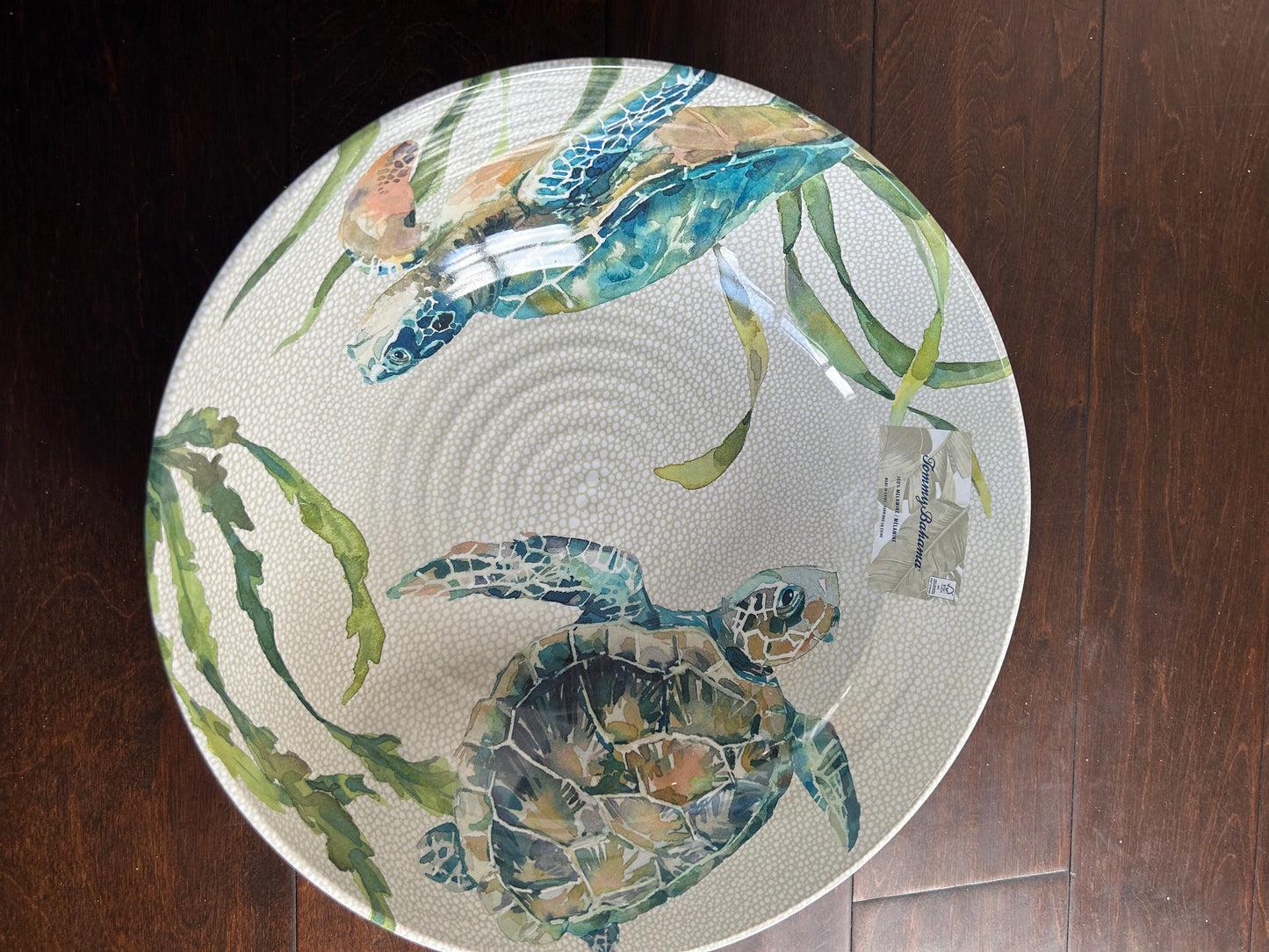 Tommy Bahama Turtle Serving Bowl New Tropical Nautical 12” Round Melamine