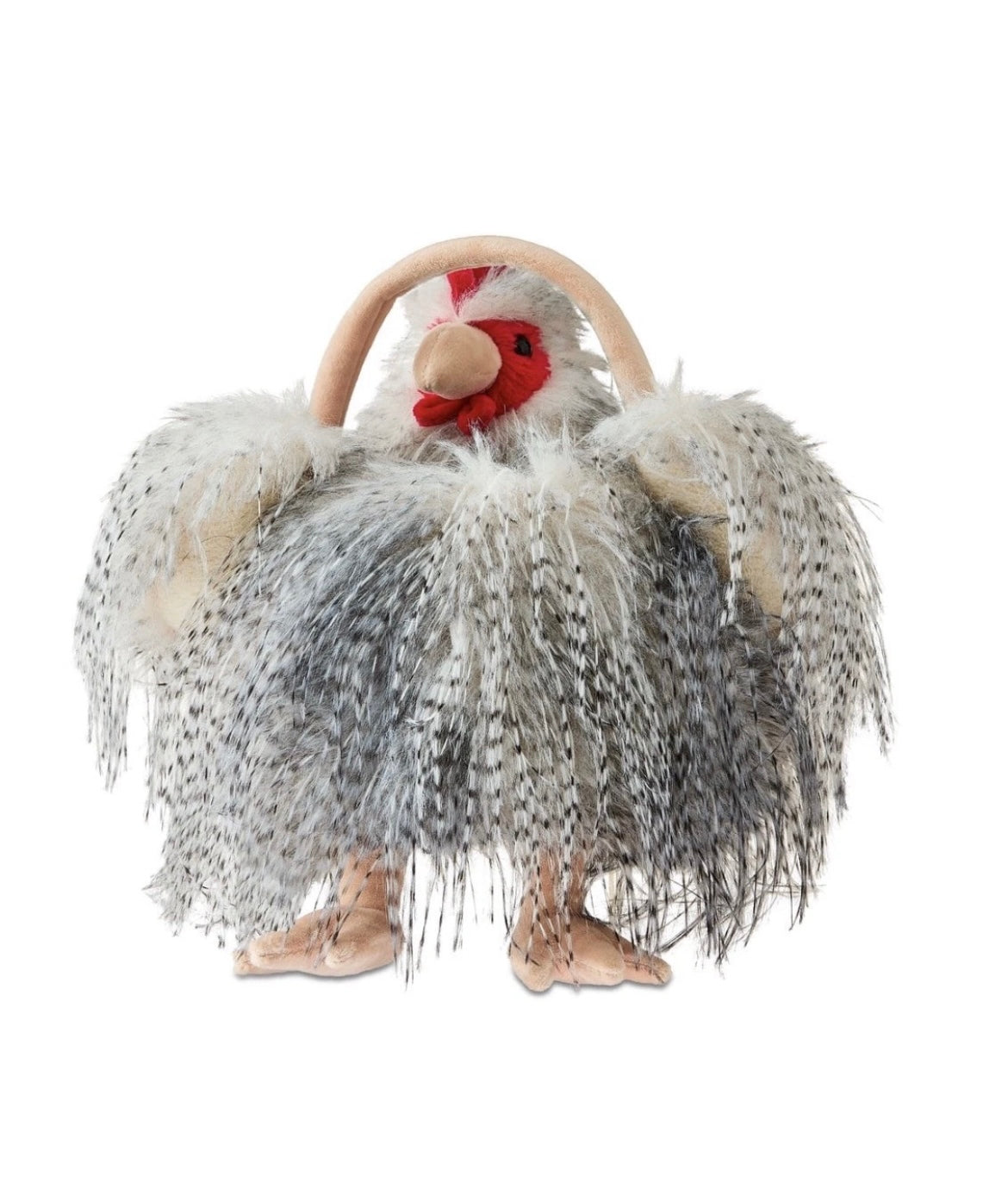 Way To Celebrate Easter Basket Rooster New Faux Feather Gray