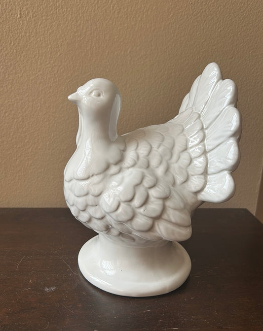 Cute Ceramic Turkey Thanksgiving Fall Figurine New 8” Tall White