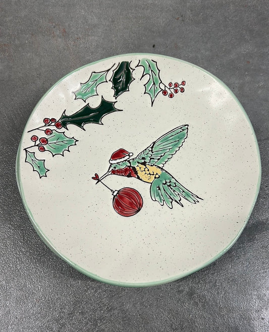 Eli & Ana Set Of 4 Salad Plates Hummingbird With Ornament New Holly Berry