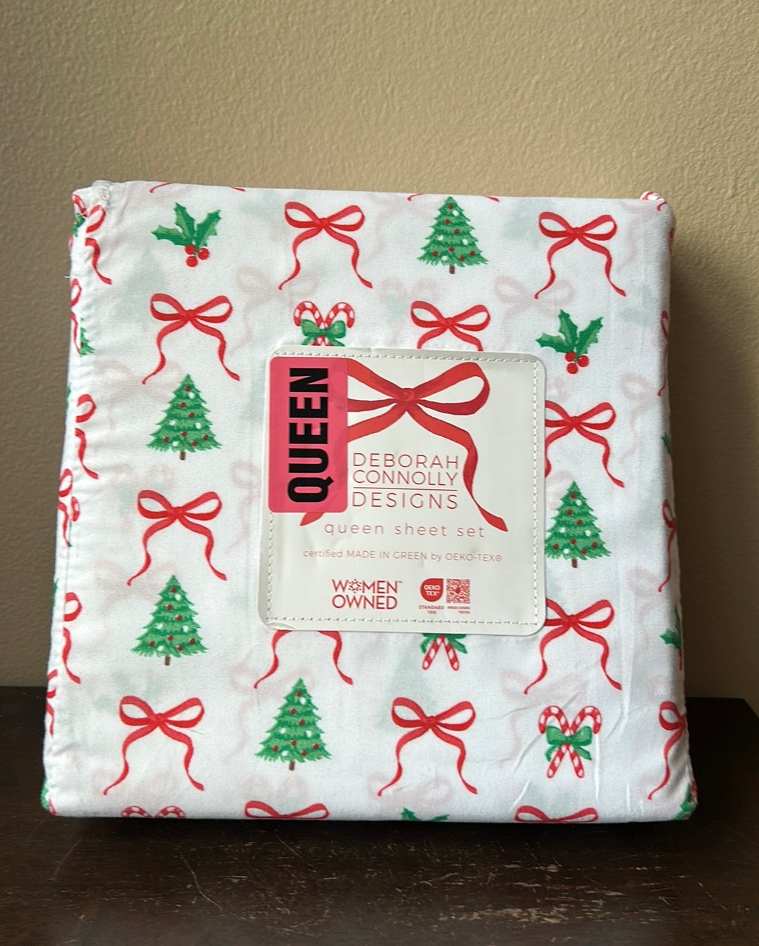 Deborah Connolly Sheet Set New Christmas Trees Holly Berry Bows