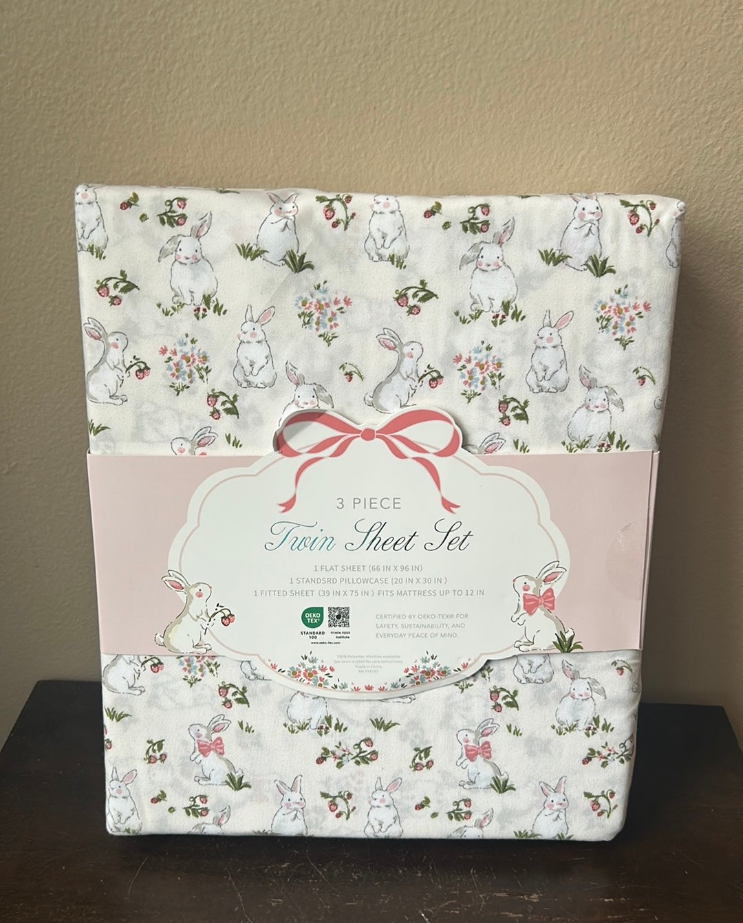 Envogue Twin Sheet Set Easter Bunny Floral Spring New