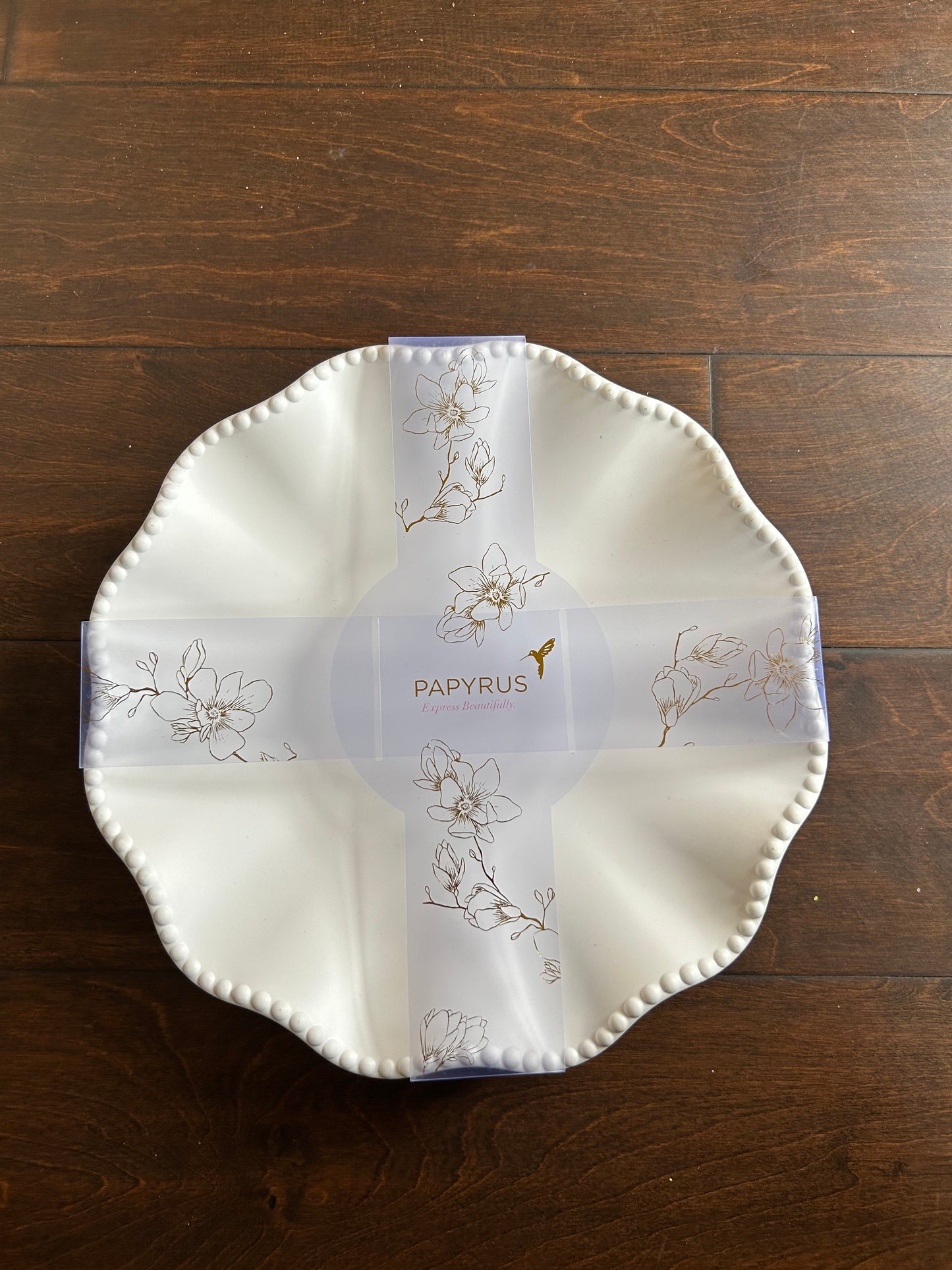 Papyrus Set Of 4 Pearlized Plates New Off White Dinner Melamine 10 1/4”