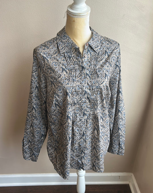 Urban Cotton Company Women’s Dress Shirt Work New Sz S ST2225 Paisely