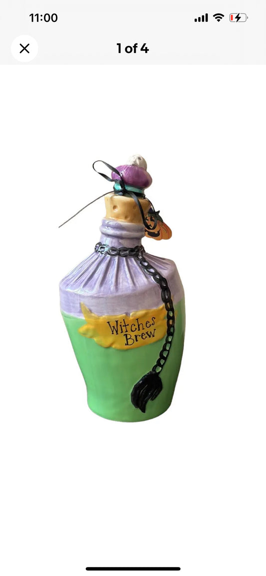 Blue Sky Clayworks Ceramic Halloween WITCHES BREW POTION JAR - Decoration NEW