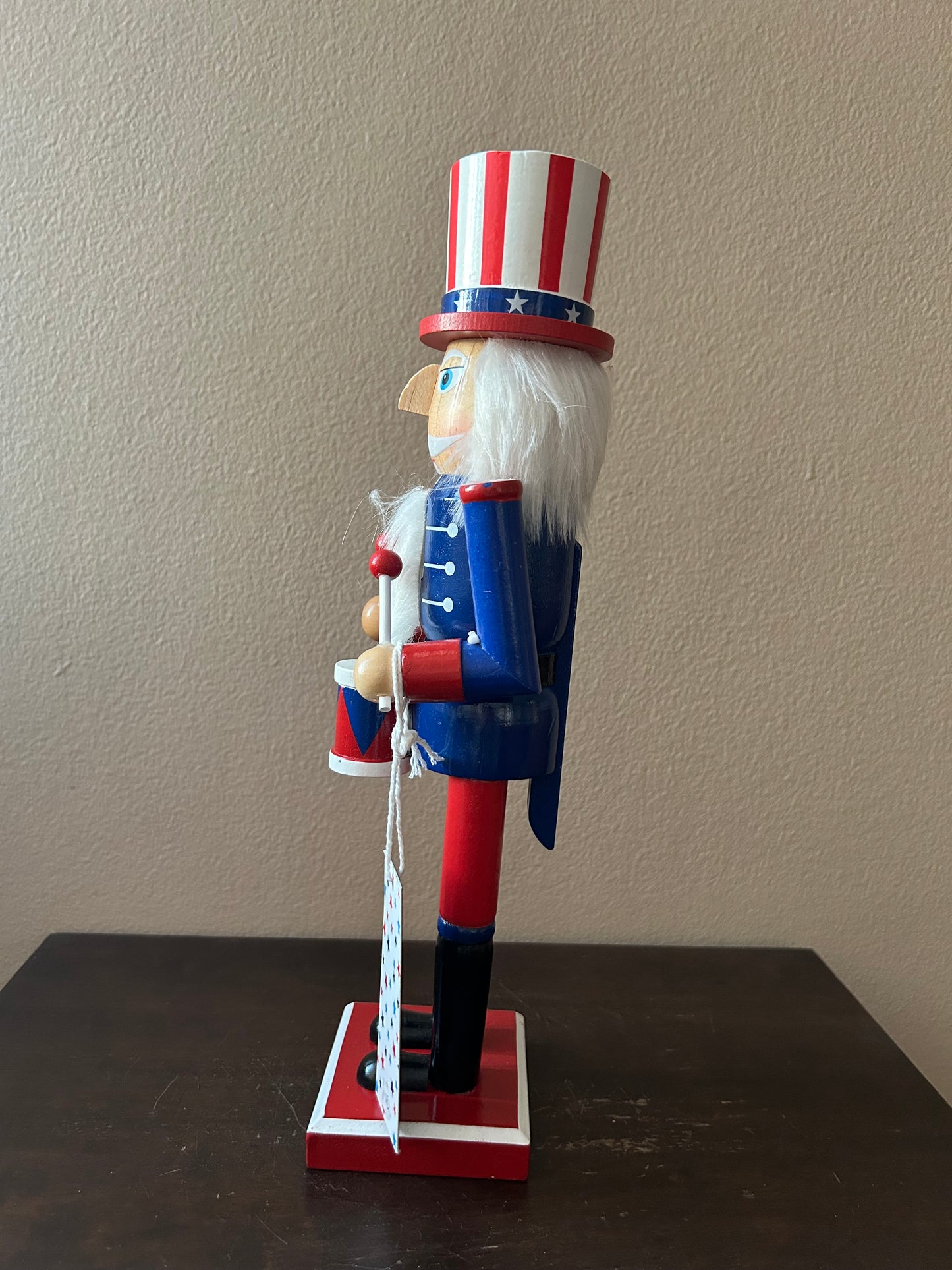 Stars & Stripes New Americana Wood Nutcracker With Drum 14”Tall