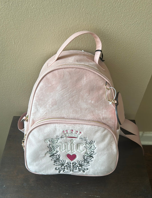 Juicy Couture Velour Pink Diamond Heritage Backpack Embroidered Backpack New