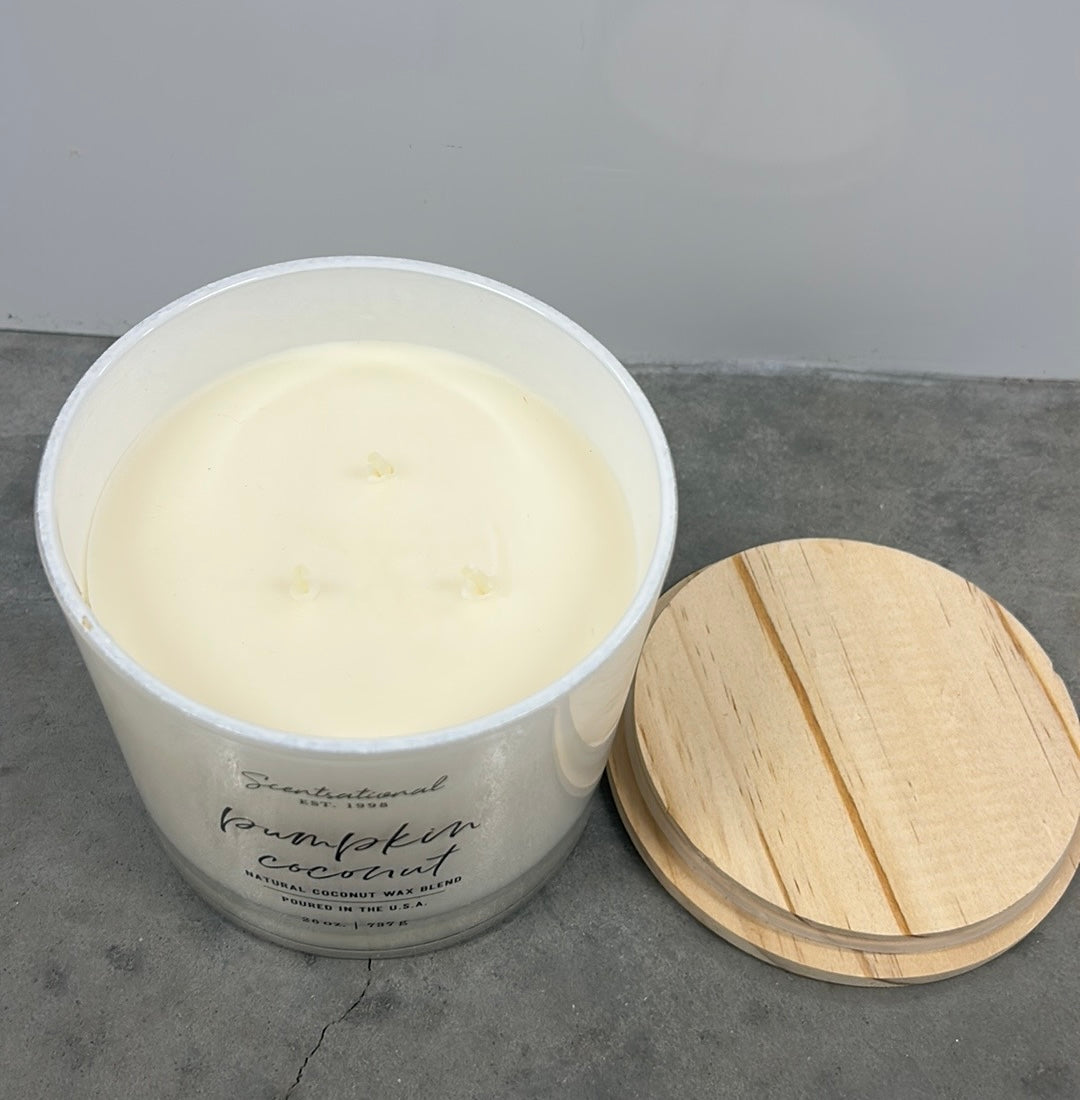 Scentsational Pumpkin Coconut Candle  Glass Jar 26oz 3 Wick Coconut Wax Blend
