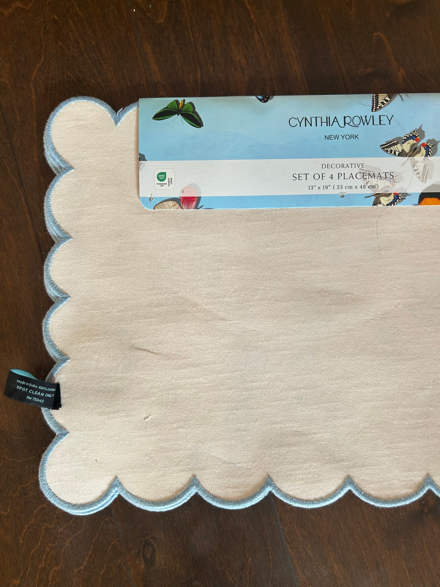 Cynthia Rowley 4 Easter Placemats Tulips Floral Bunny New Pastel Scalloped