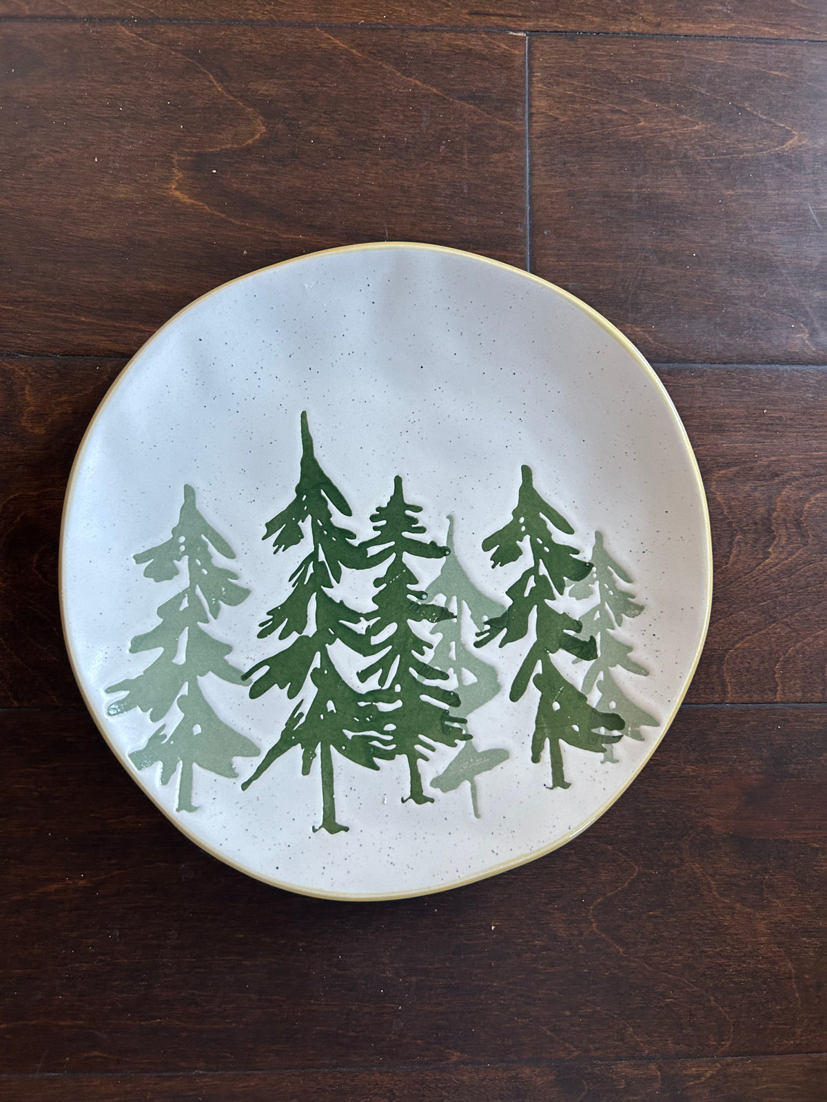 Eli Ana Evergreen Trees Christmas Set Of 4 Salad Plates Ceramic Round