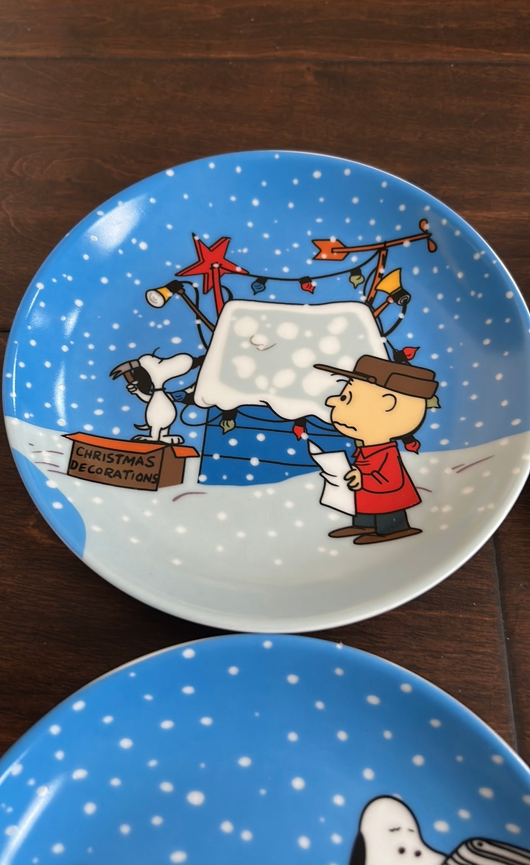 Peanuts Snoopy Christmas Appetizer/dessert Ceramic 6” Plates New Set Of 4