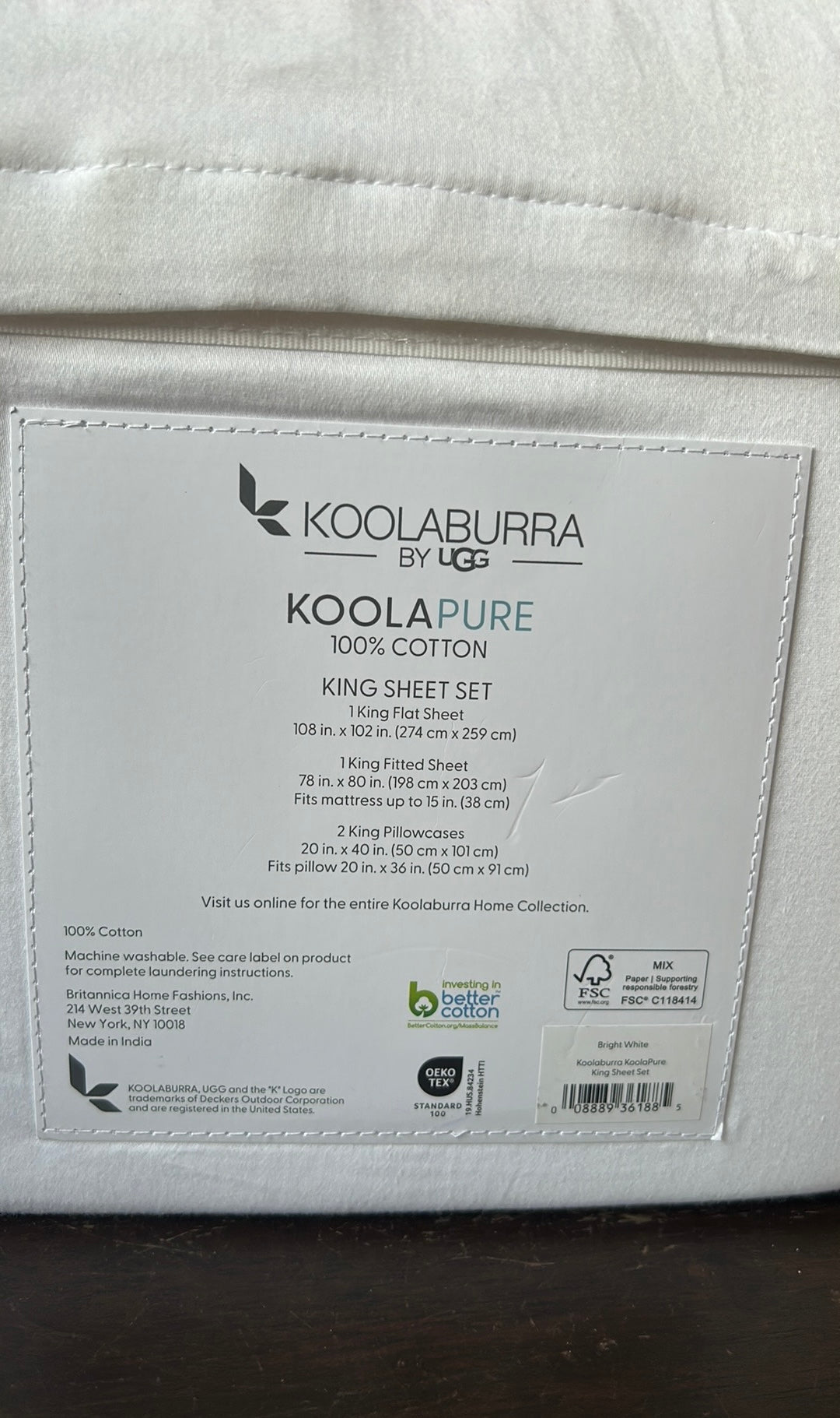 Koolaburra by UGG Koolapure Sheet Set  White Cotton Bedding New