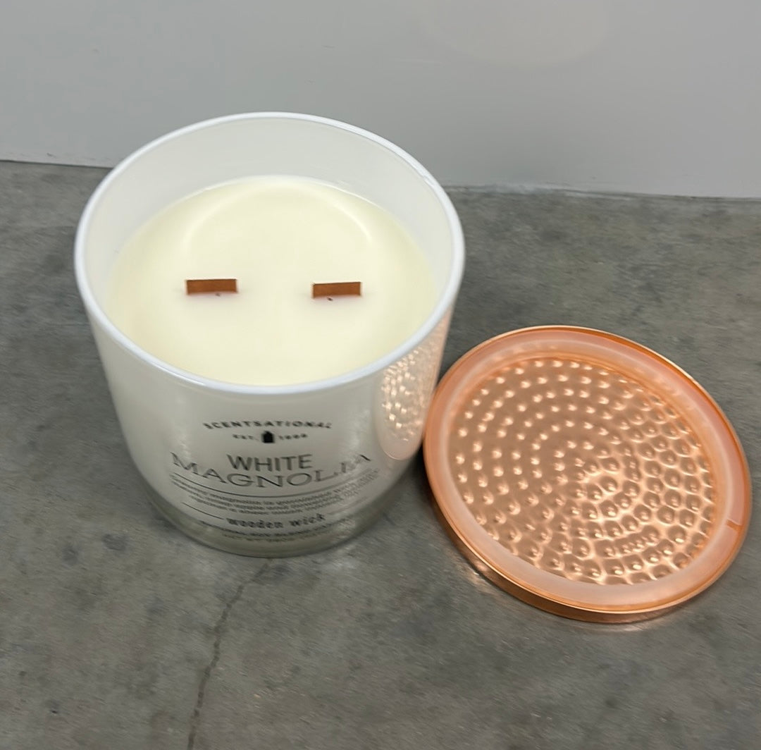Scentsational White Magnolia Candle Glass Jar 26oz Soy Blend New Woodwick