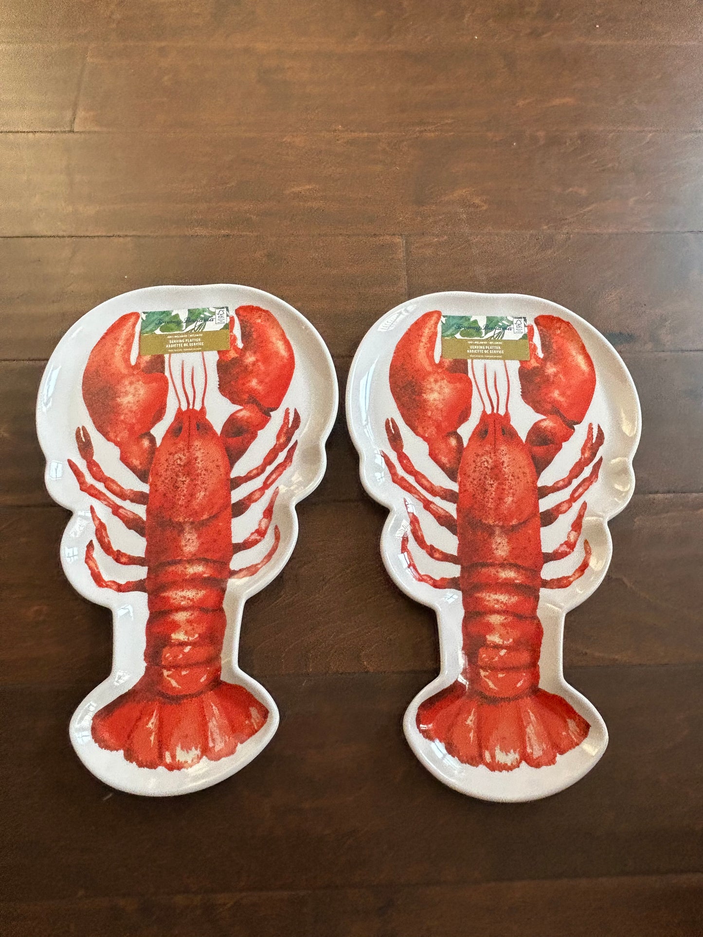 Tommy Bahama Lobster Plattters Set Of 2 New Melamine Nautical
