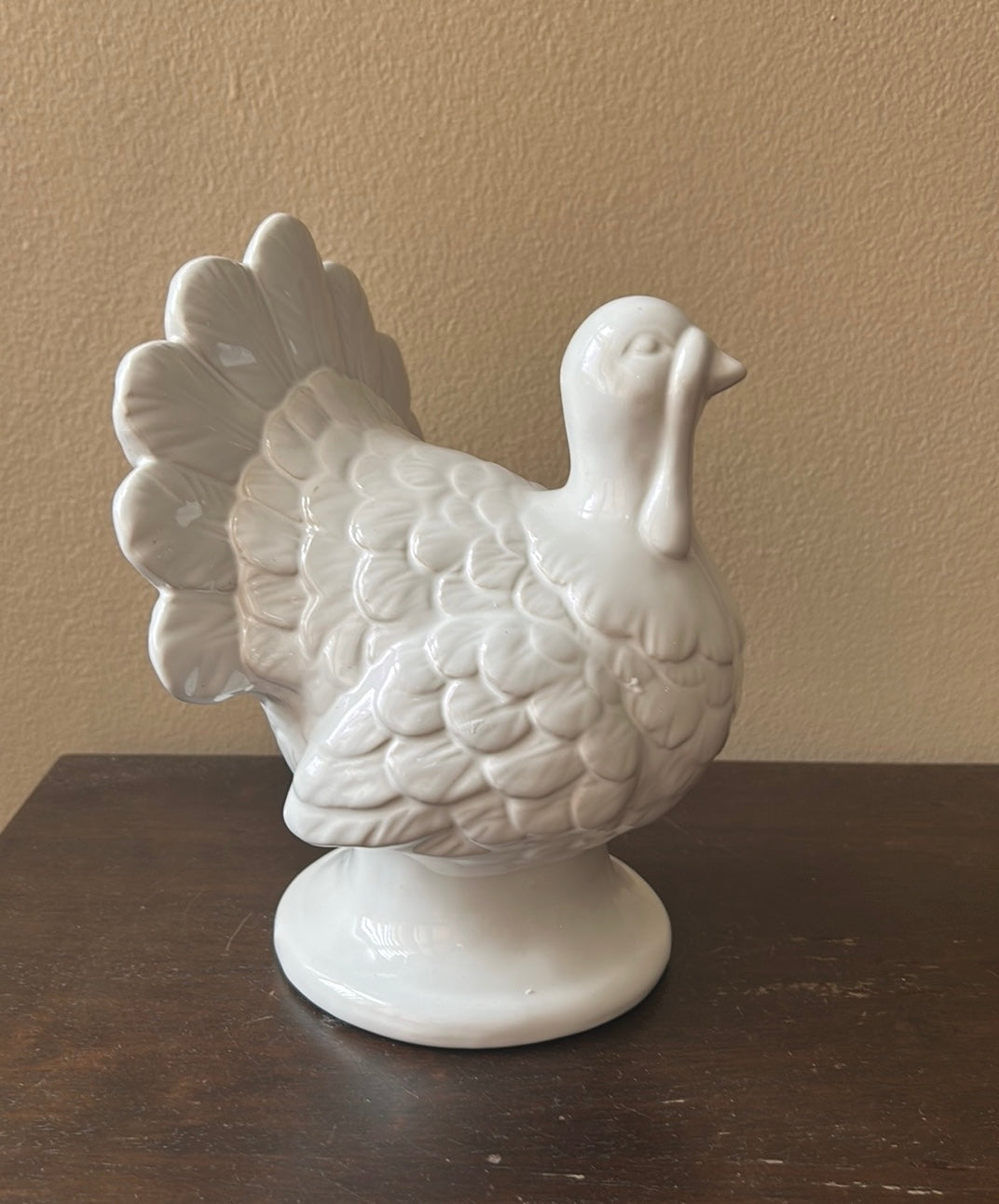 Cute Ceramic Turkey Thanksgiving Fall Figurine New 8” Tall White