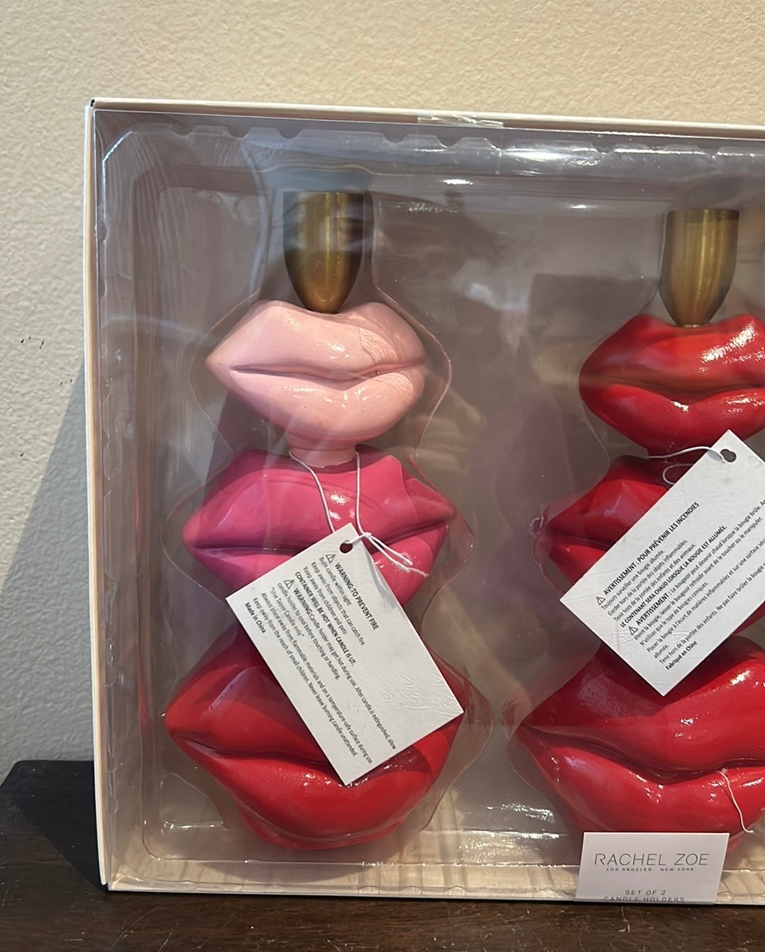 Rachel Zoe Set 2 Candleholders New Lips Valentines Day Love