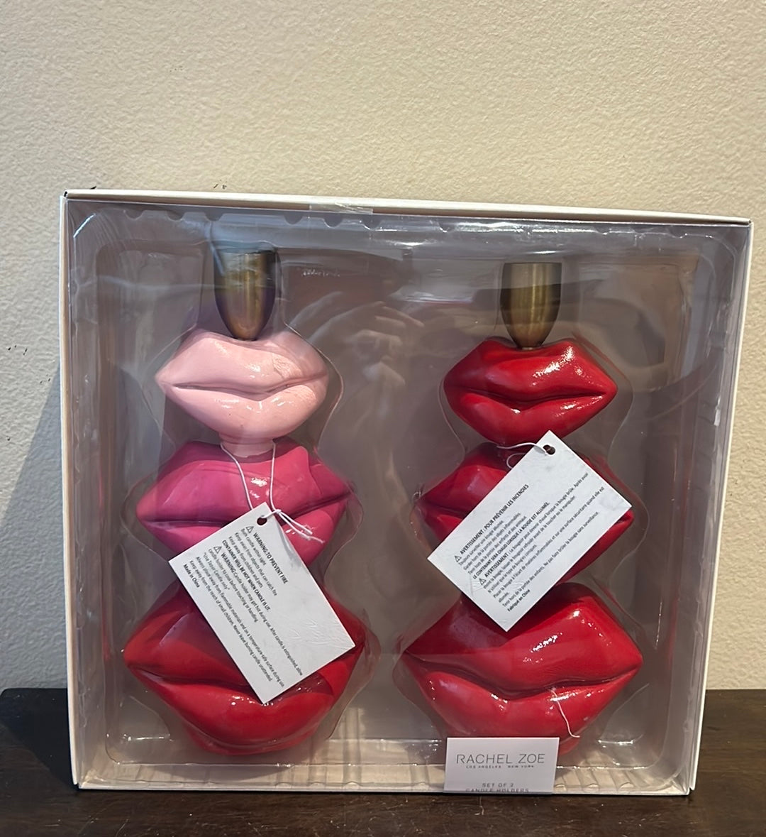 Rachel Zoe Set 2 Candleholders New Lips Valentines Day Love