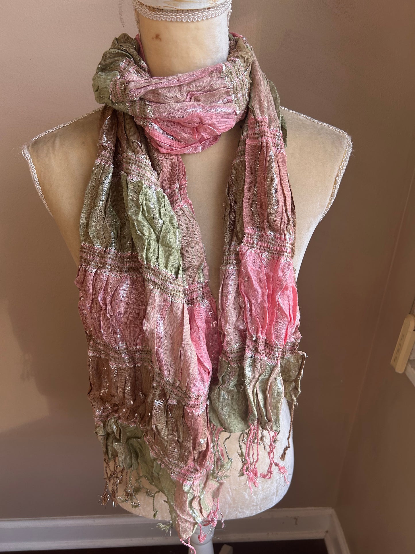 BDG Women’s Scarf New Multicolor  Lace Accents Fringed 5001-3100