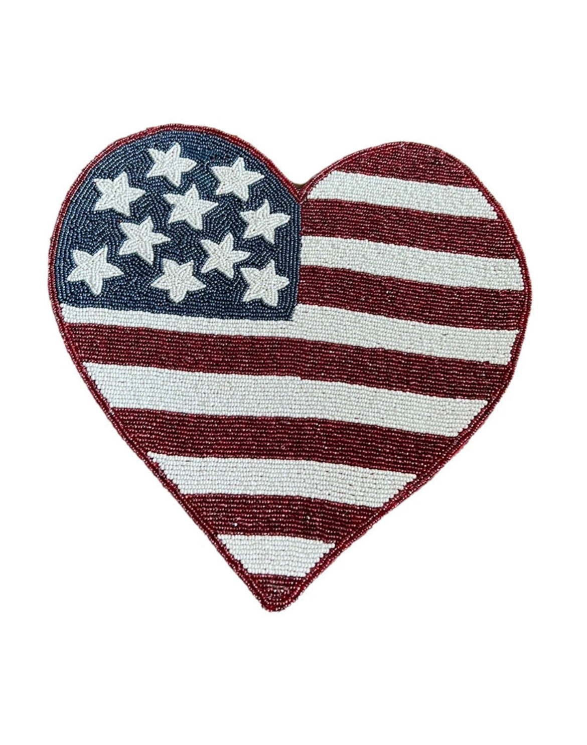 STOREHOUSE AMERICANA HEART STARS-STRIPES" PATRIOTIC Beaded Placemat Charger New