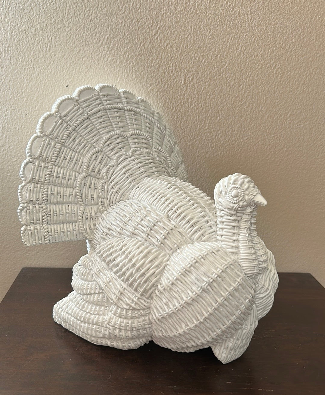 Beautiful White Turkey Basket Weave Design New Thanksgiving Decor