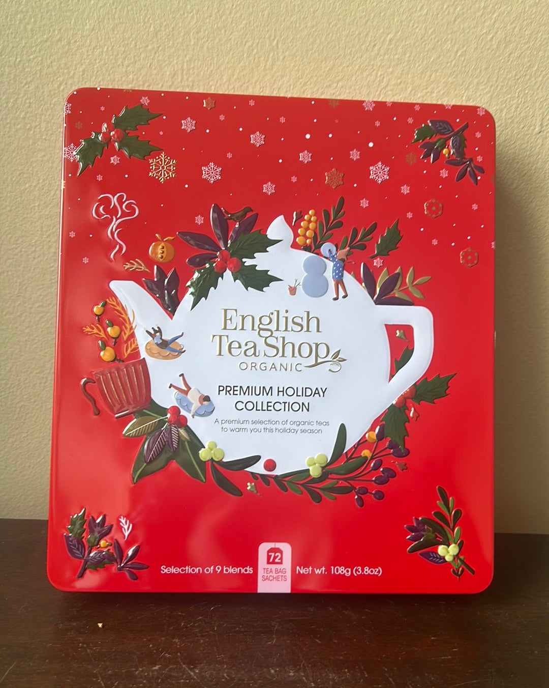 English Tea Shop Organic Christmas Gift 72 Tea Bags Exp 07/28 Holly Berry Box