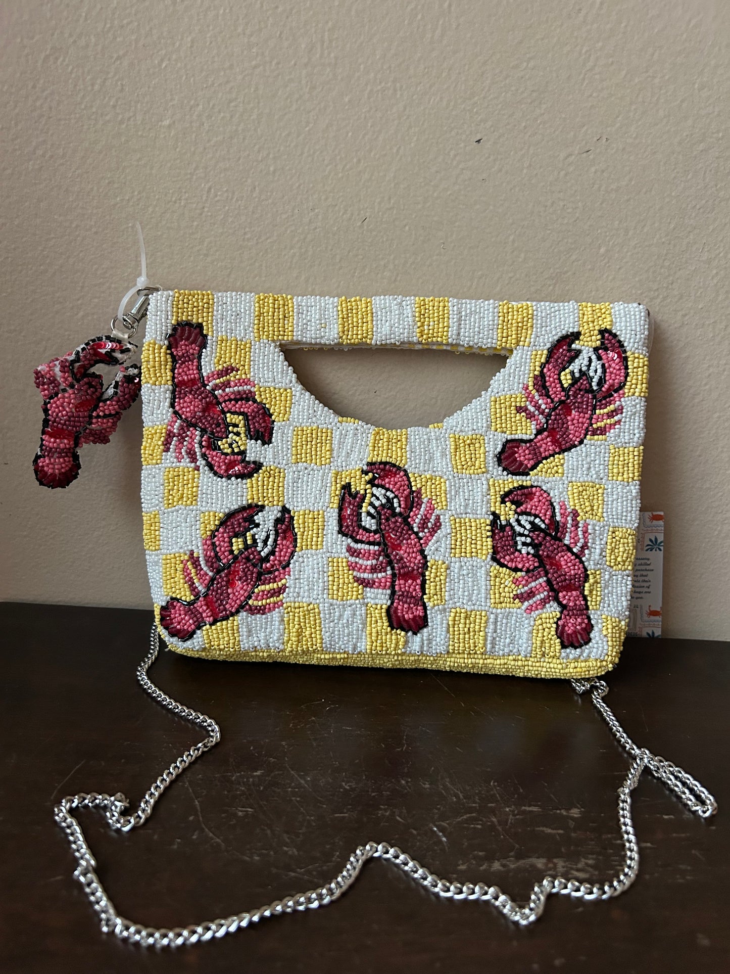 New Beaded Lobster Bag Checkered Clutch Crossbody