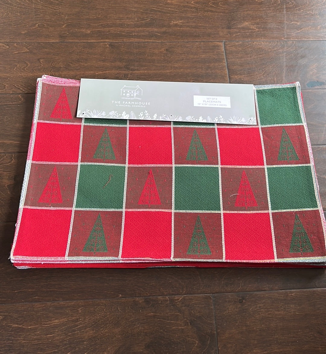 The Farmhouse Rachel Ashwell Christmas Tree Table Placemats Set Of 8 Plaid