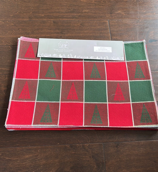 The Farmhouse Rachel Ashwell Christmas Tree Table Placemats Set Of 8 Plaid
