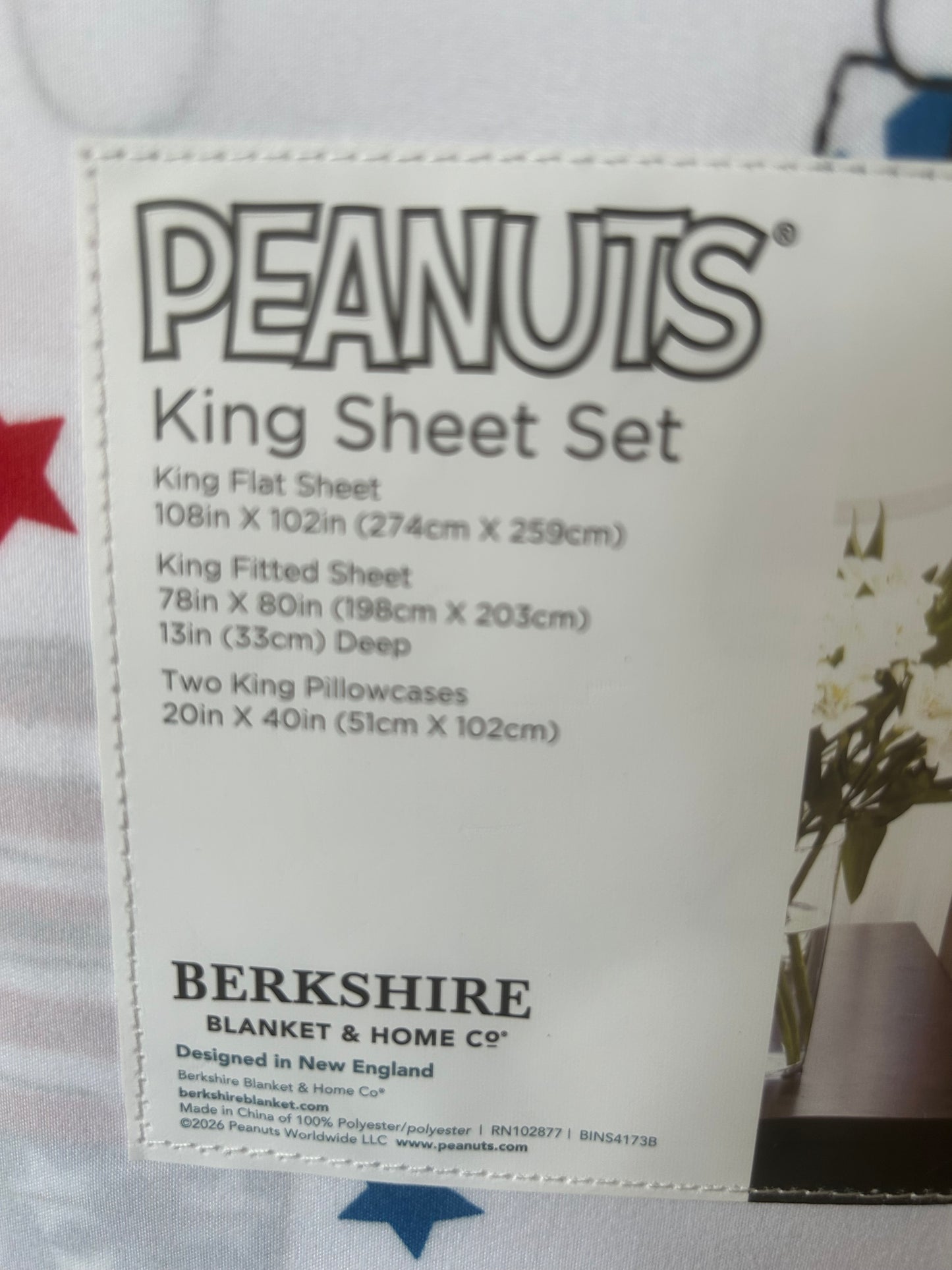 New Peanuts Snoopy Sheet Set Americana Red White Blue July 4th