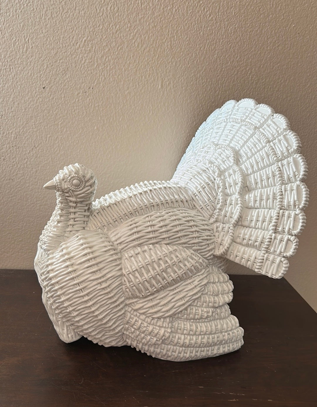 Beautiful White Turkey Basket Weave Design New Thanksgiving Decor