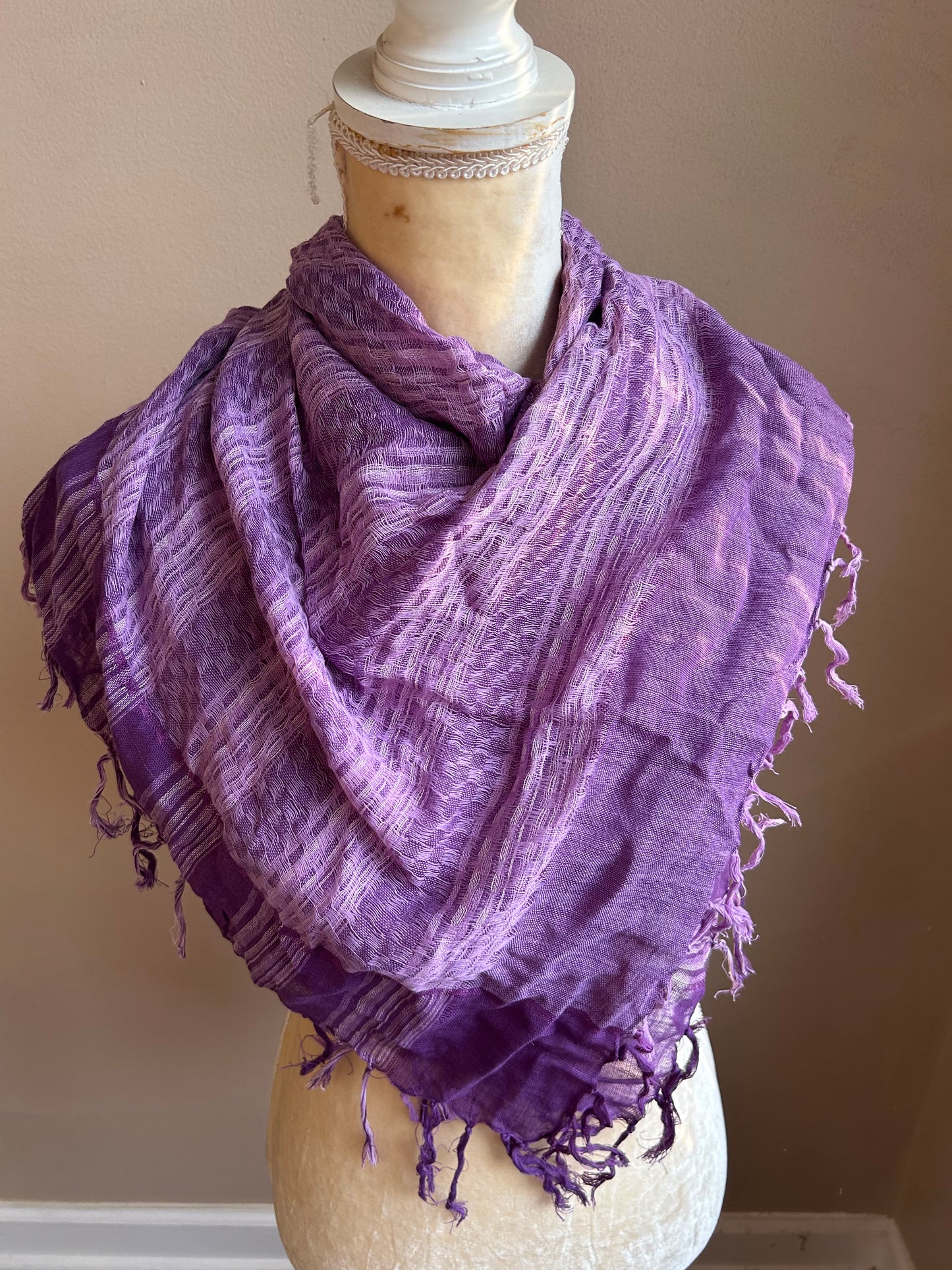New Womens Scarf Square Purple Printed Multicolor Fringed  5000-3102