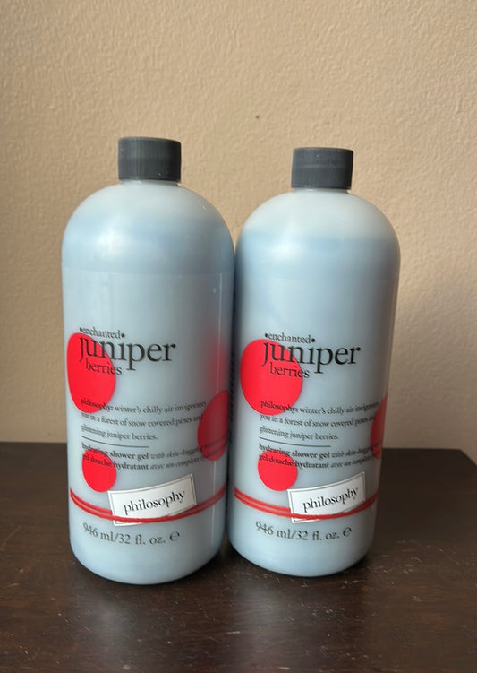 2 philosophy Juniper Berries  shower Bath Hydrating Shower gel 32 oz New