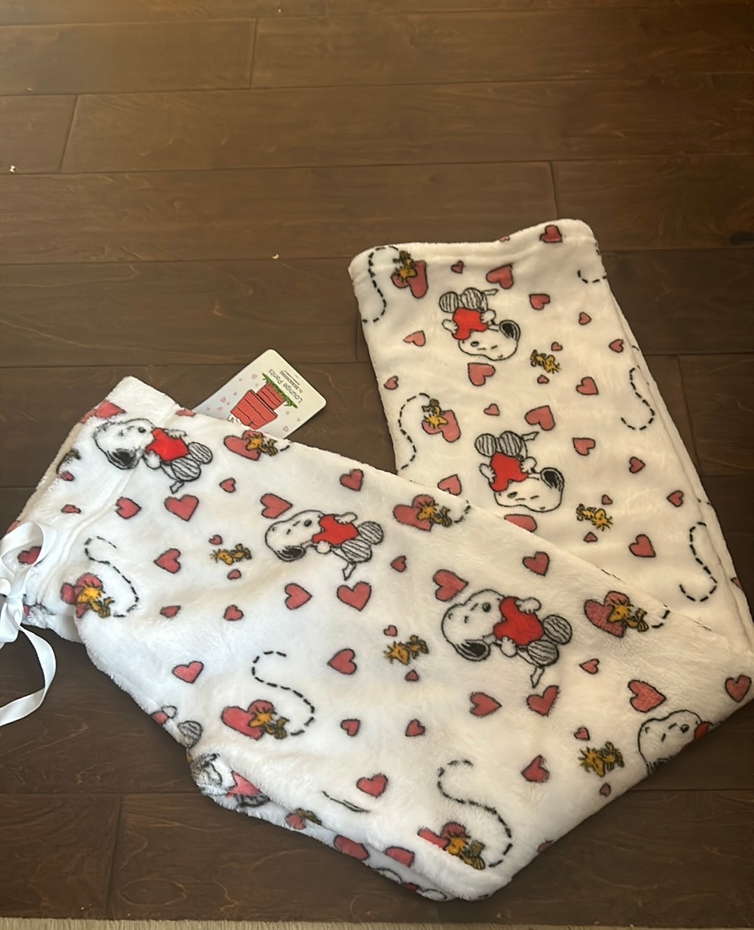 Snoopy Womens Plus Valentines Day Pajama Pants Hearts