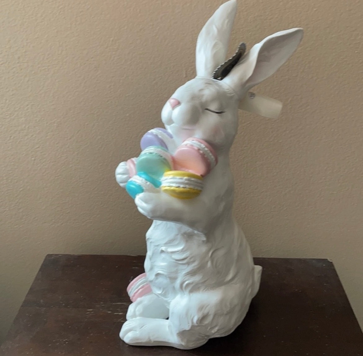 Bunny Boulevard Rabbit With Marshmallows Tabletop NWT White Easter Decor 16”