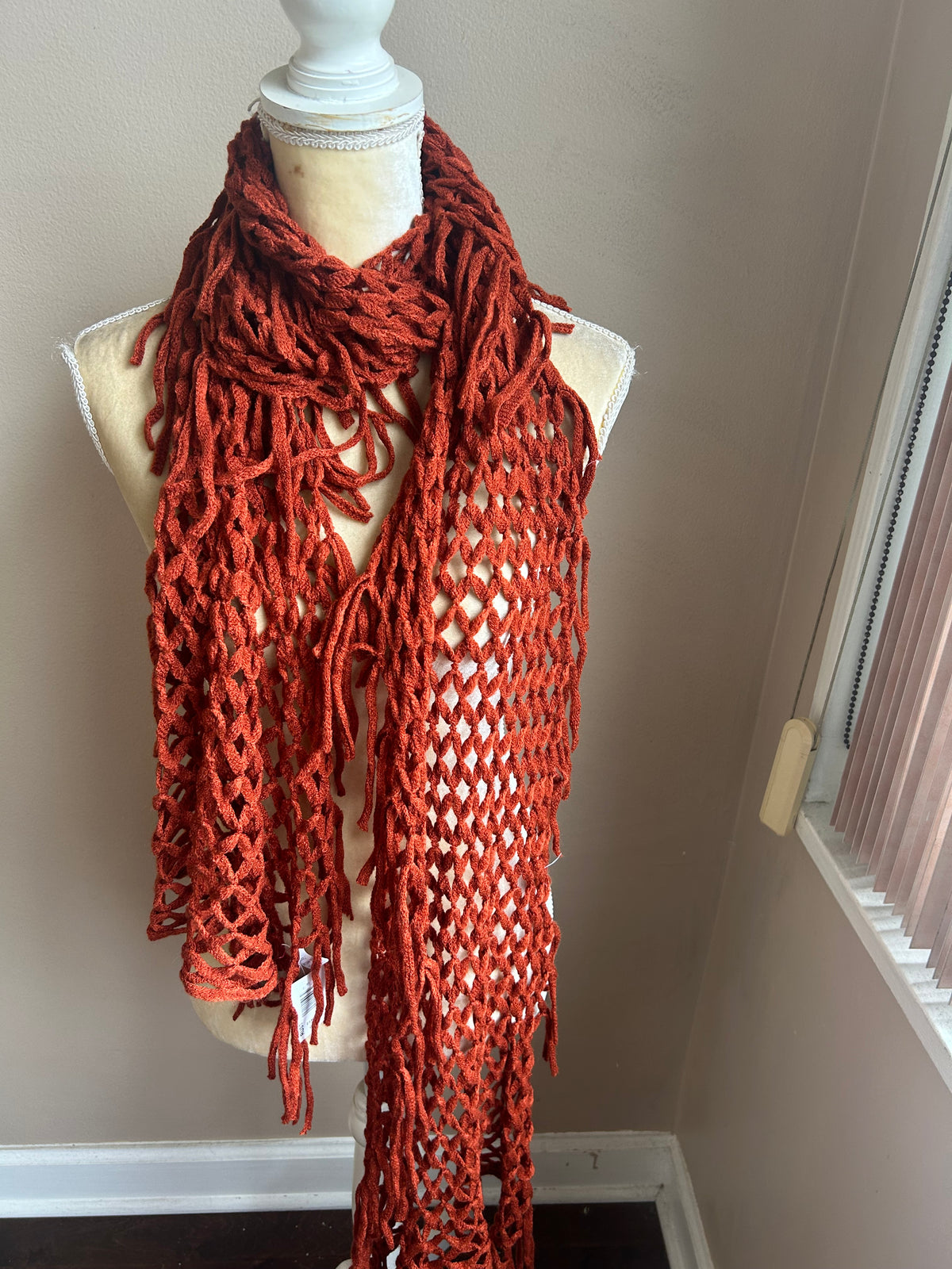 Bakers New Women’s Crochet Knit Scarf Rust 5001