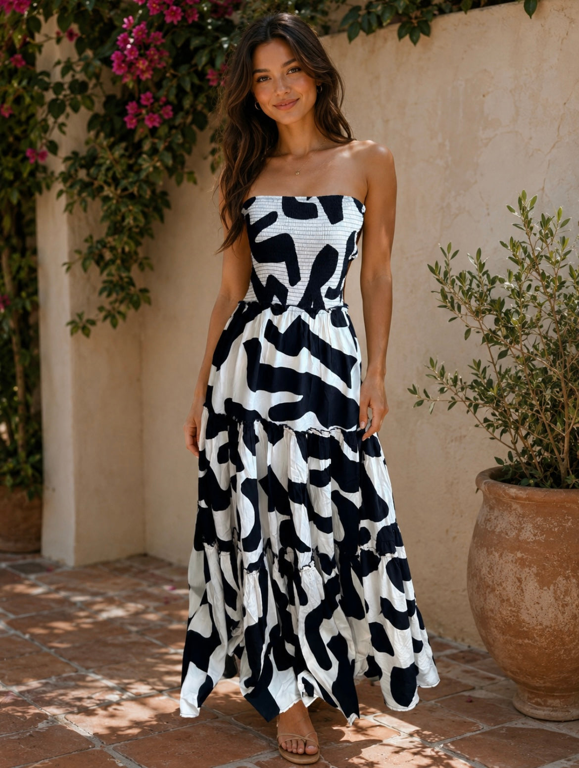 Abel the Label Anthropologie Maxi Dress Smocking Strapless New