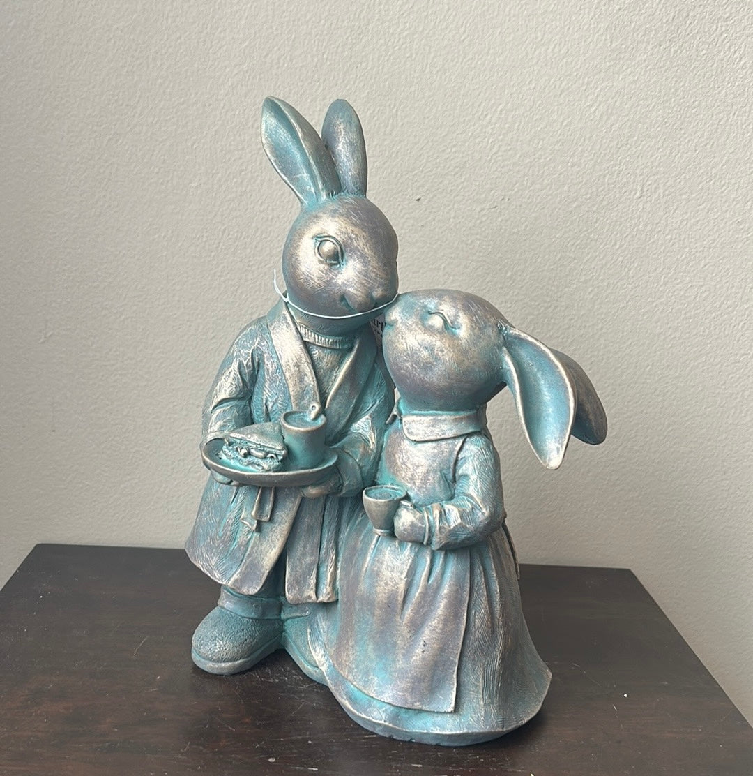 Martha Stewart New Mr & Mrs Easter Kissing Bunny Vintage Looking 11 3/4”