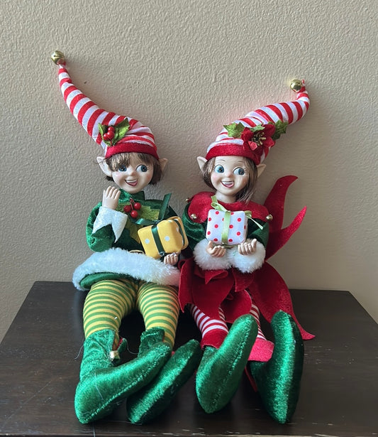 NWT MARTHA STEWART CHRISTMAS Boy & Girl Elf POSABLE DOLL Medium