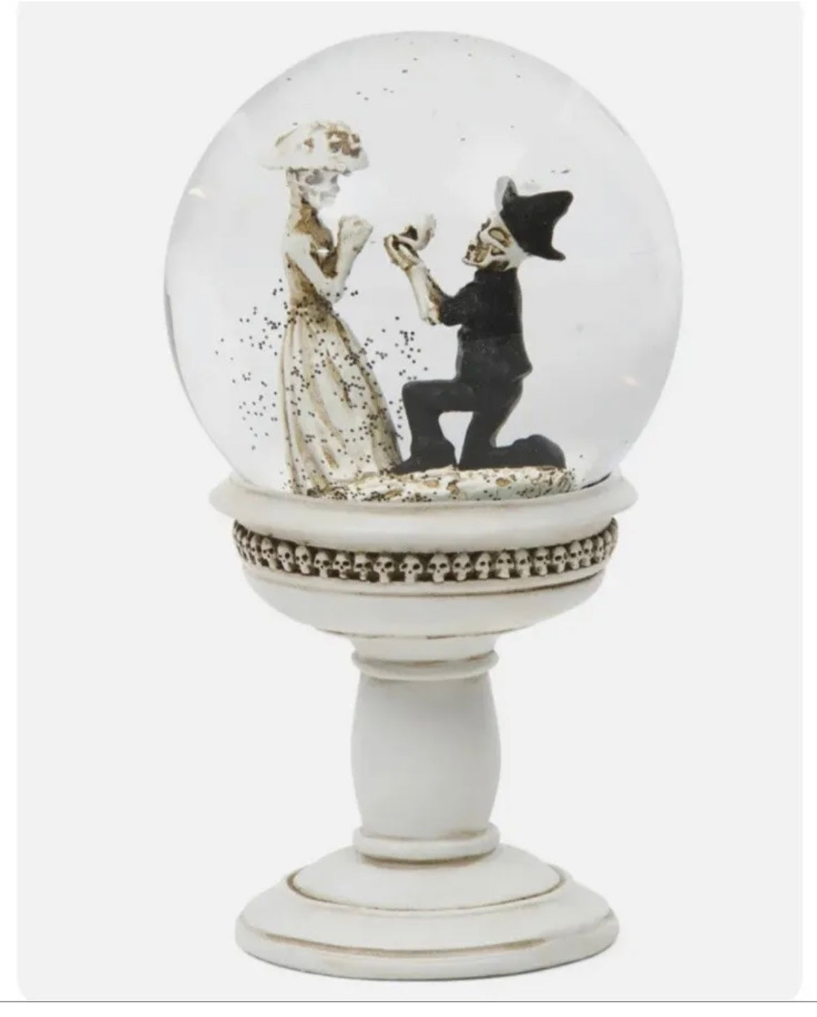 Bella Lux Halloween Skeleton Couple Water Globe Proposal New Will U Marry Me