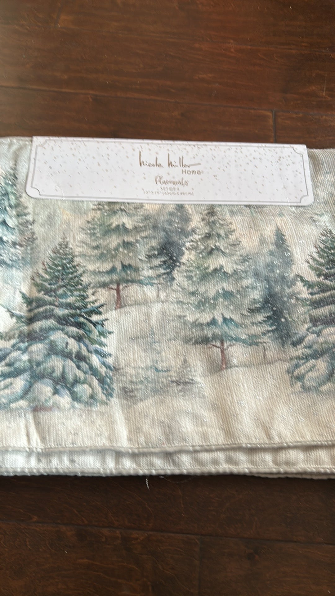Nicole Miller Placemats set Of 4 Christmas Evergreen Trees Snow
